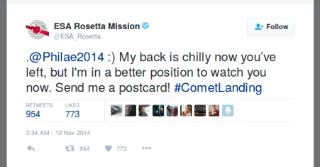 Did disturbing tweets from Rosetta distract Philae? We'll never know. Creepy, though...